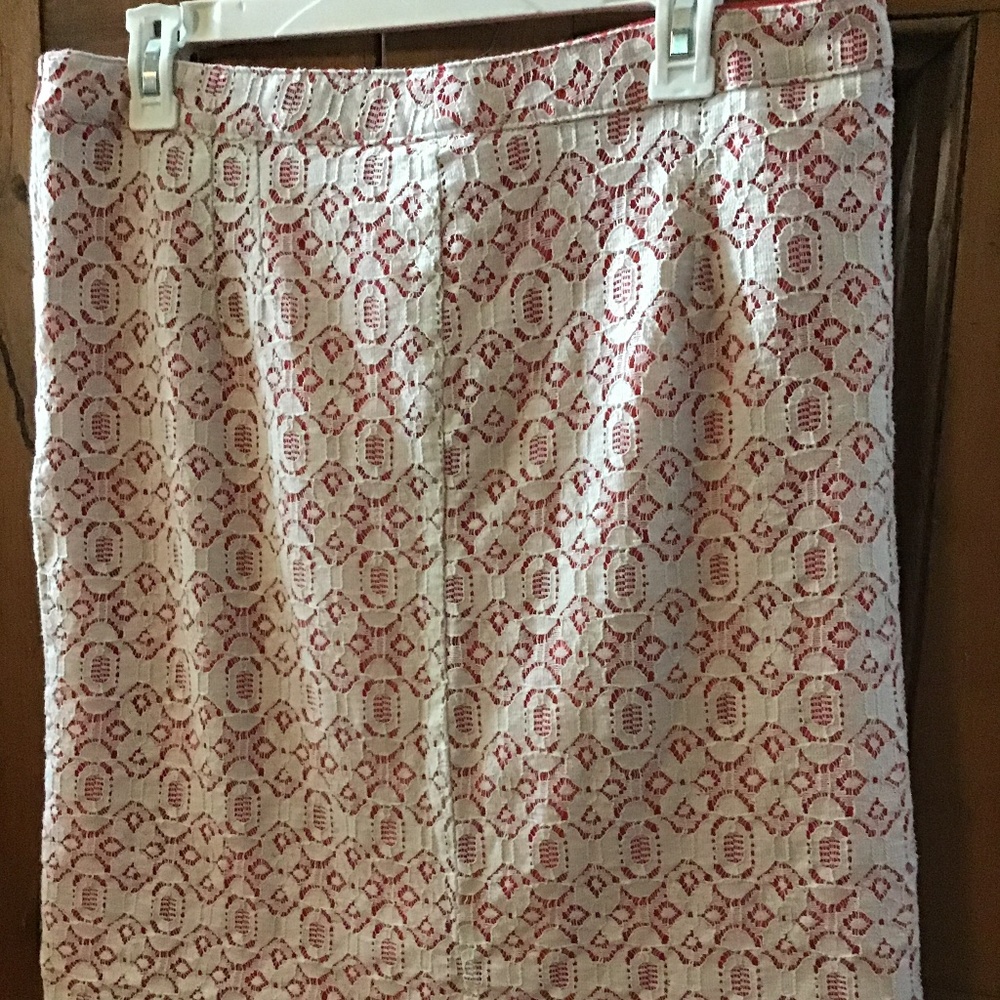 Will smith lace over orang pencil skirt  size 8